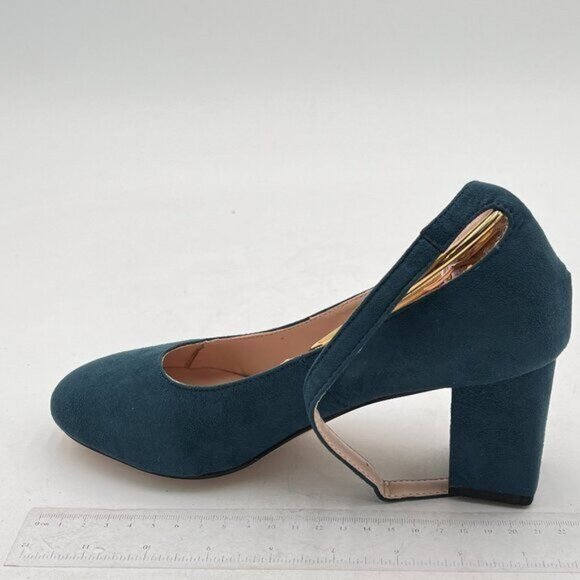 YDN Shoes - YDN Blue Women Round Toe Chunky Mid Heels Ankle Strap Pumps Dress Party Sexy Lad